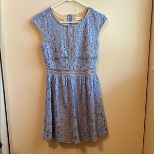 Altar'd State Women’s Small Baby Blue Lace Peplum Fit and Flare Dress